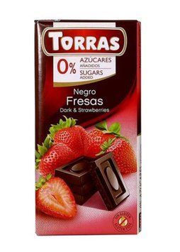 Шоколад чорний Torras з полуницею без цукру 75 гр код 528 НФ-00008552 фото
