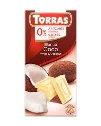Шоколад білий Torras з кокосом без цукру 75 гр код 529 НФ-00005844 фото