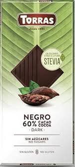 Шоколад Torras Stevia чорний 60% какао 100 гр код 40 НФ-00011302 фото