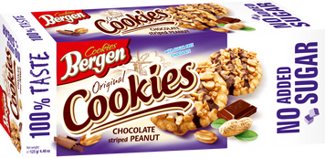 Печиво Bergen Chocolate Striped Peanut Cookies без цукру 125 г НФ-00015719 фото