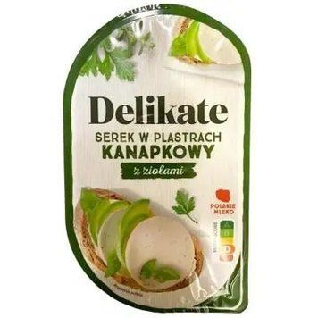 Сир Delikate із зеленню нарізка 150 гр НФ-00003372 фото