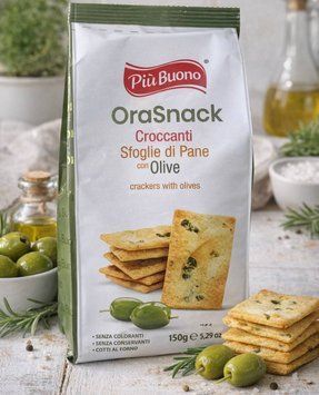 Крекер OraSnack Piu Buono зі смаком оливок 150 гр НФ-00015481 фото