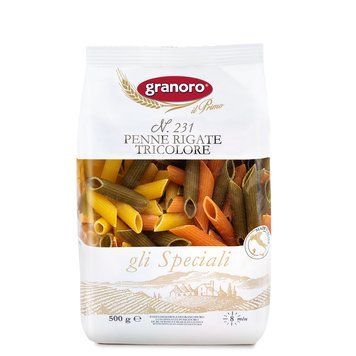 Макарони кольорові пера 231 Penne Rigate Tricolore Granoro 500 г НФ-00015772 фото